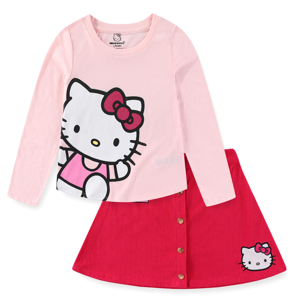 Conjunto Hello Kitty para Niña – Camiseta de Manga Larga y Falda de Pana