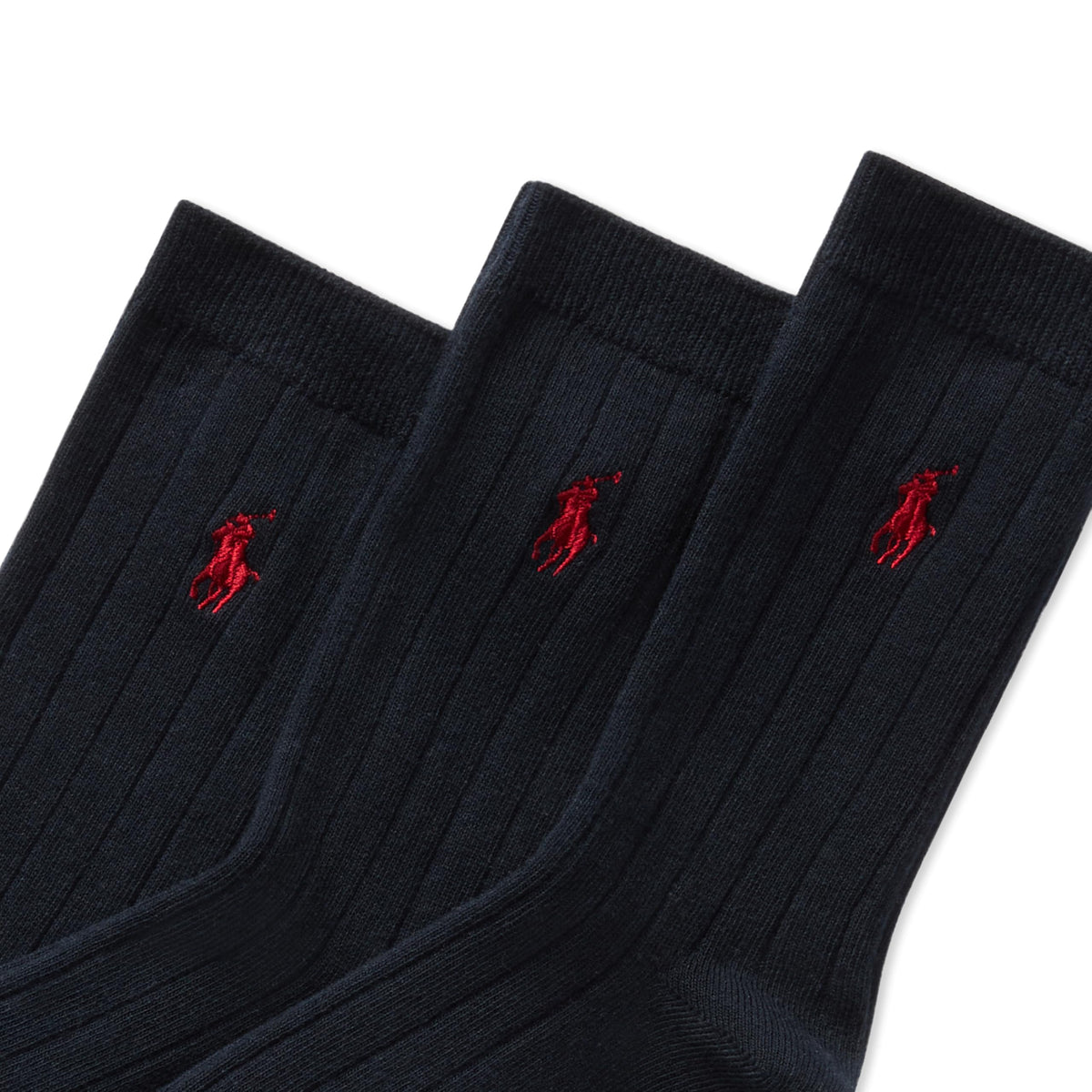 Polo Ralph Lauren | Calcetines Niño Pack 3 Algodón Canalé Azul Marino Pony Rojo