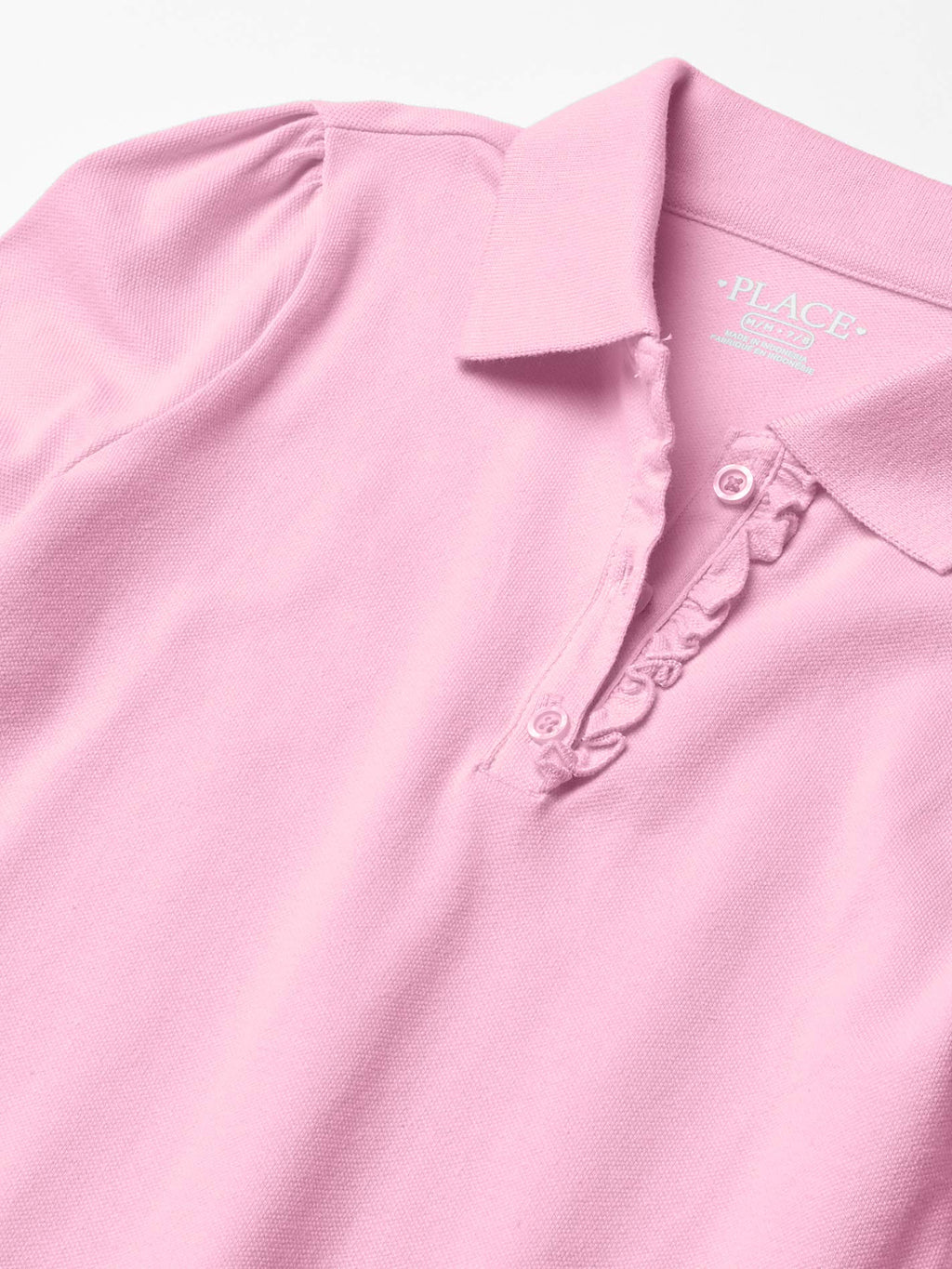 The Children's Place Polo Piqué Niña | Rosa • Manga Larga con Volantes