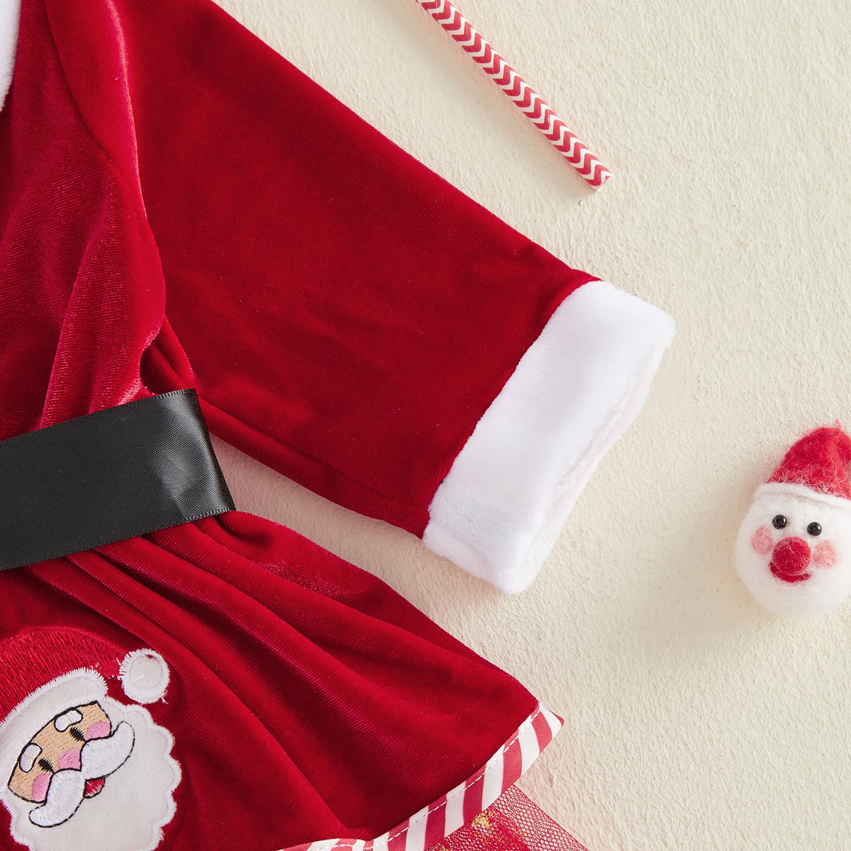 Giraropa | Vestido Mameluco Navideño de Terciopelo Bebé Niña