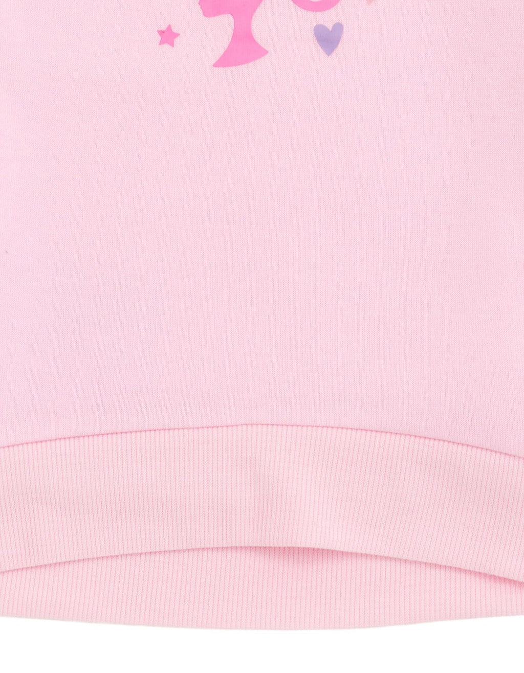 Barbie | Sudadera Nina Manga Larga | Cuerpo Algodon + Mangas Piel Sintetica Felpa Canales | Logo Universitario BARBIE Bicolor Rosa+Lila | Silueta Ponytail + Corazones + Estrellas | Cuello Redondo | Rosa Pastel (2,3,4,5, y 14-16T)
