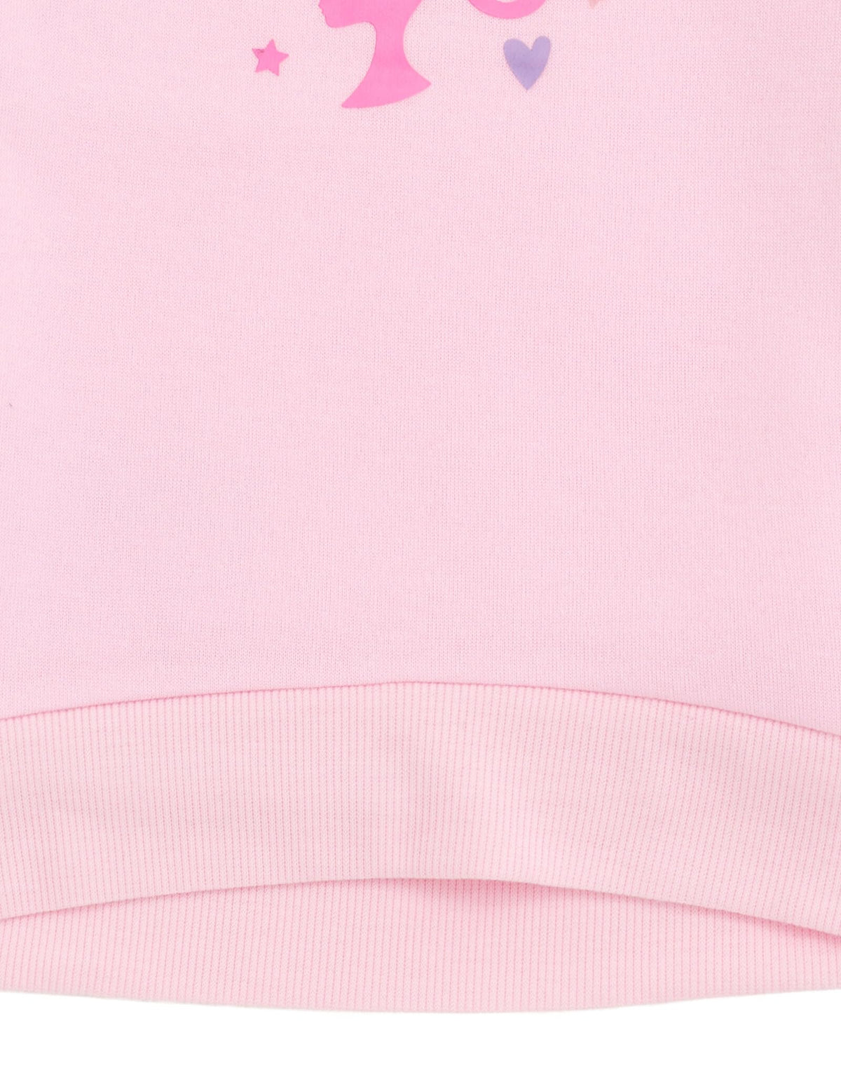 Barbie | Sudadera Nina Manga Larga | Cuerpo Algodon + Mangas Piel Sintetica Felpa Canales | Logo Universitario BARBIE Bicolor Rosa+Lila | Silueta Ponytail + Corazones + Estrellas | Cuello Redondo | Rosa Pastel (2,3,4,5, y 14-16T)