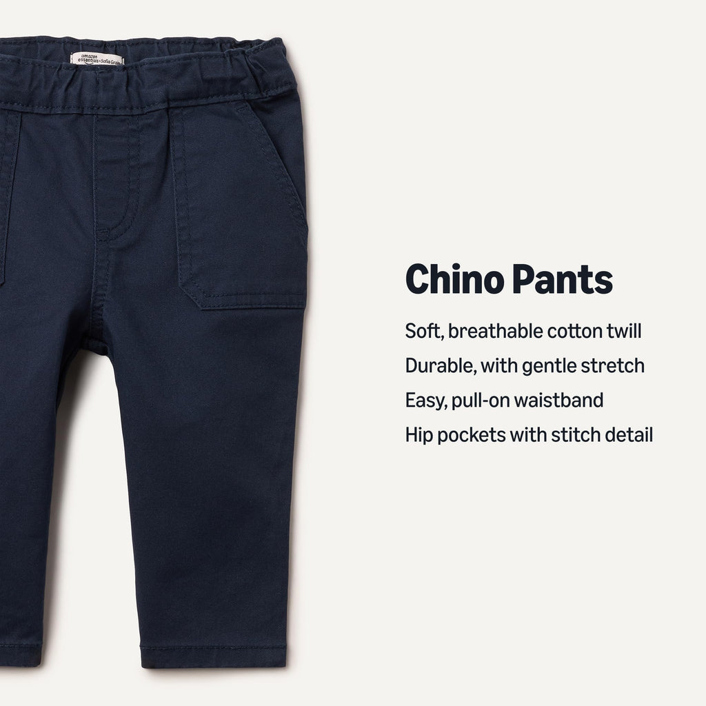 Amazon Essentials x Sofia Grainge Pantalón Chino Bebé/Niño | Navy • Stretch • Cintura Elástica • Bolsillos