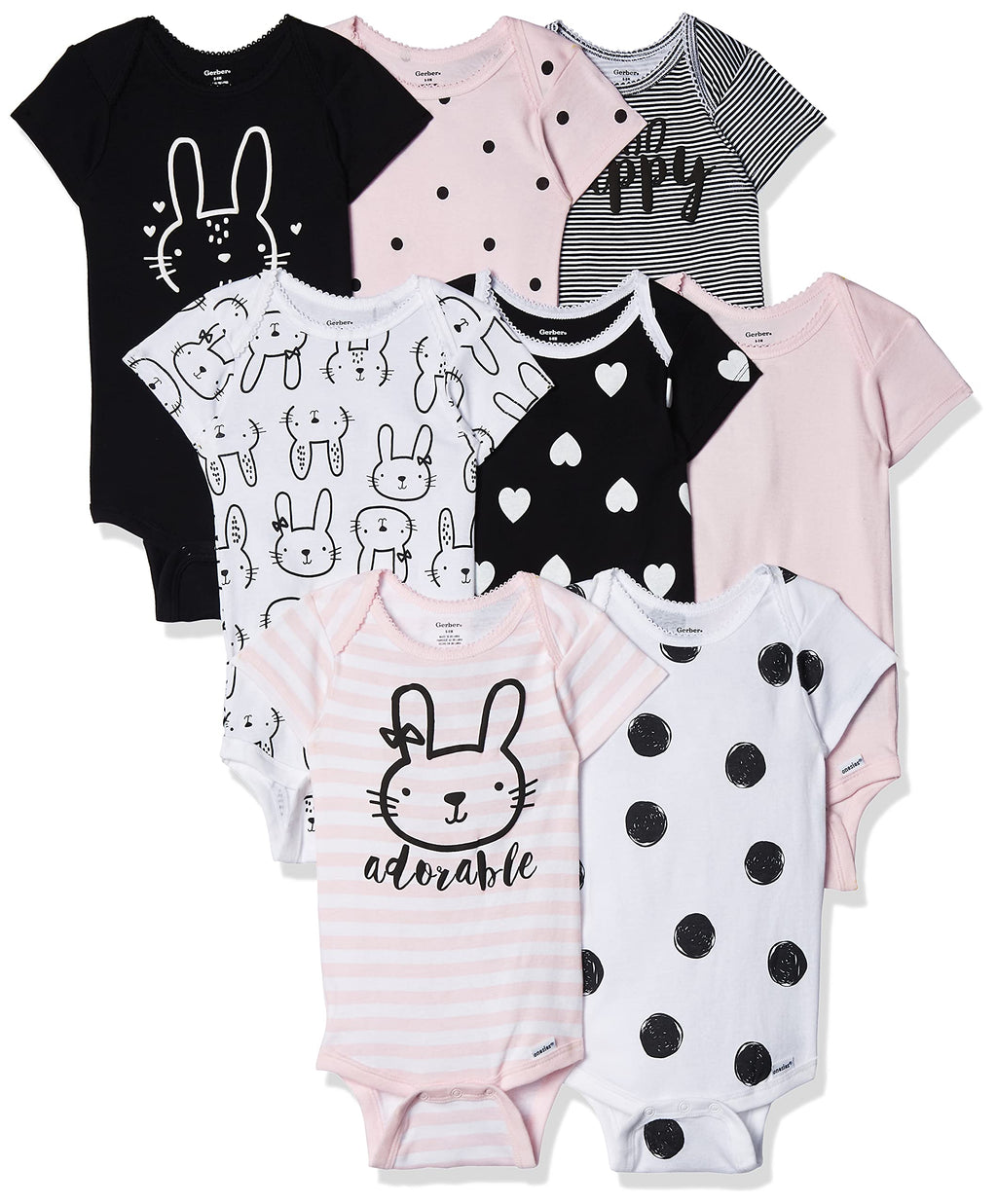 Gerber | Pack 8 Bodies Manga Corta para Niña Bebé — Onesies Collection