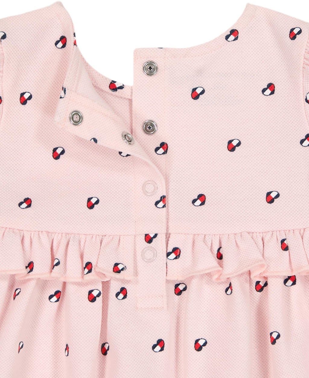Conjunto 2 Piezas Tommy Hilfiger | Top Peplum Mangas Puff + Bloomer con Volante | Logos Rosa | Niña/Bebé (2M - 24M)