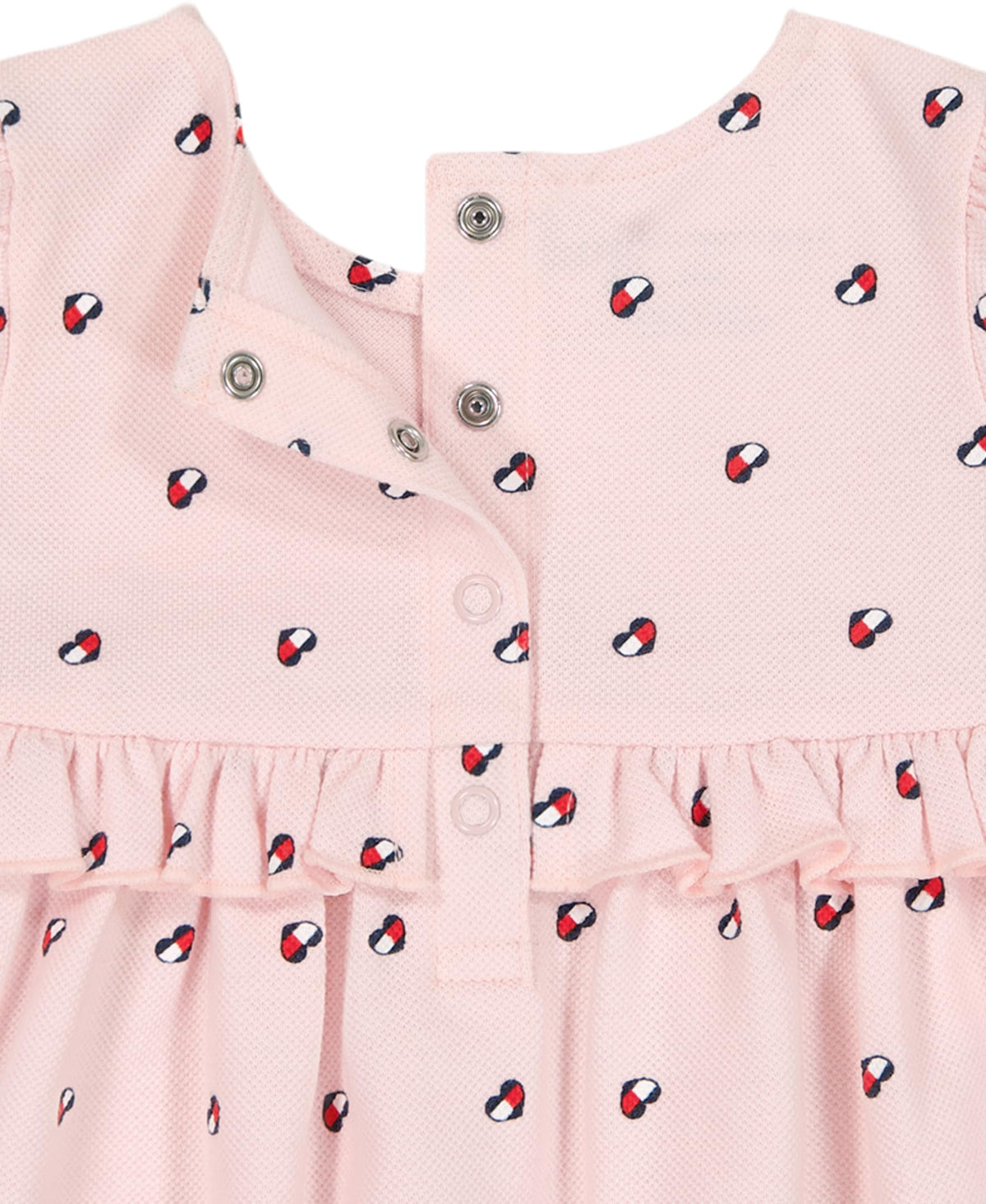 Conjunto 2 Piezas Tommy Hilfiger | Top Peplum Mangas Puff + Bloomer con Volante | Logos Rosa | Niña/Bebé (2M - 24M)