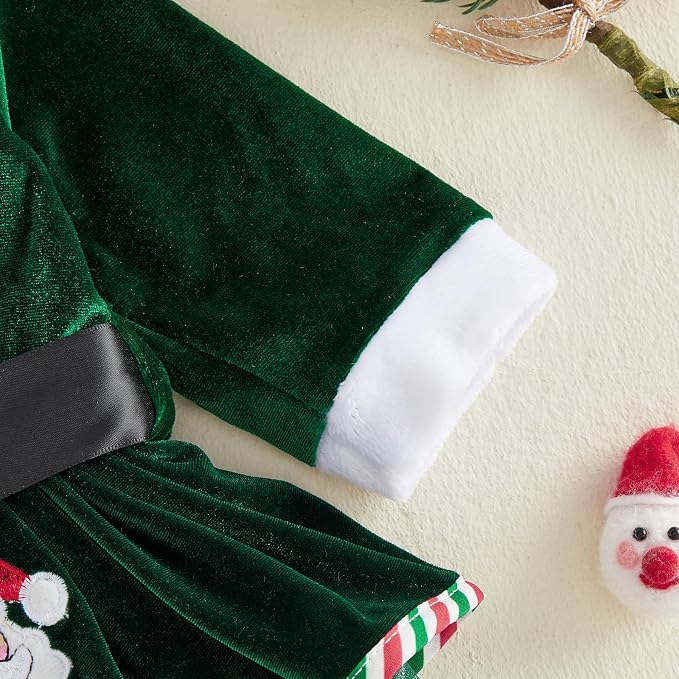 Giraropa | Vestido Mameluco Navideño de Terciopelo Bebé Niña - Verde