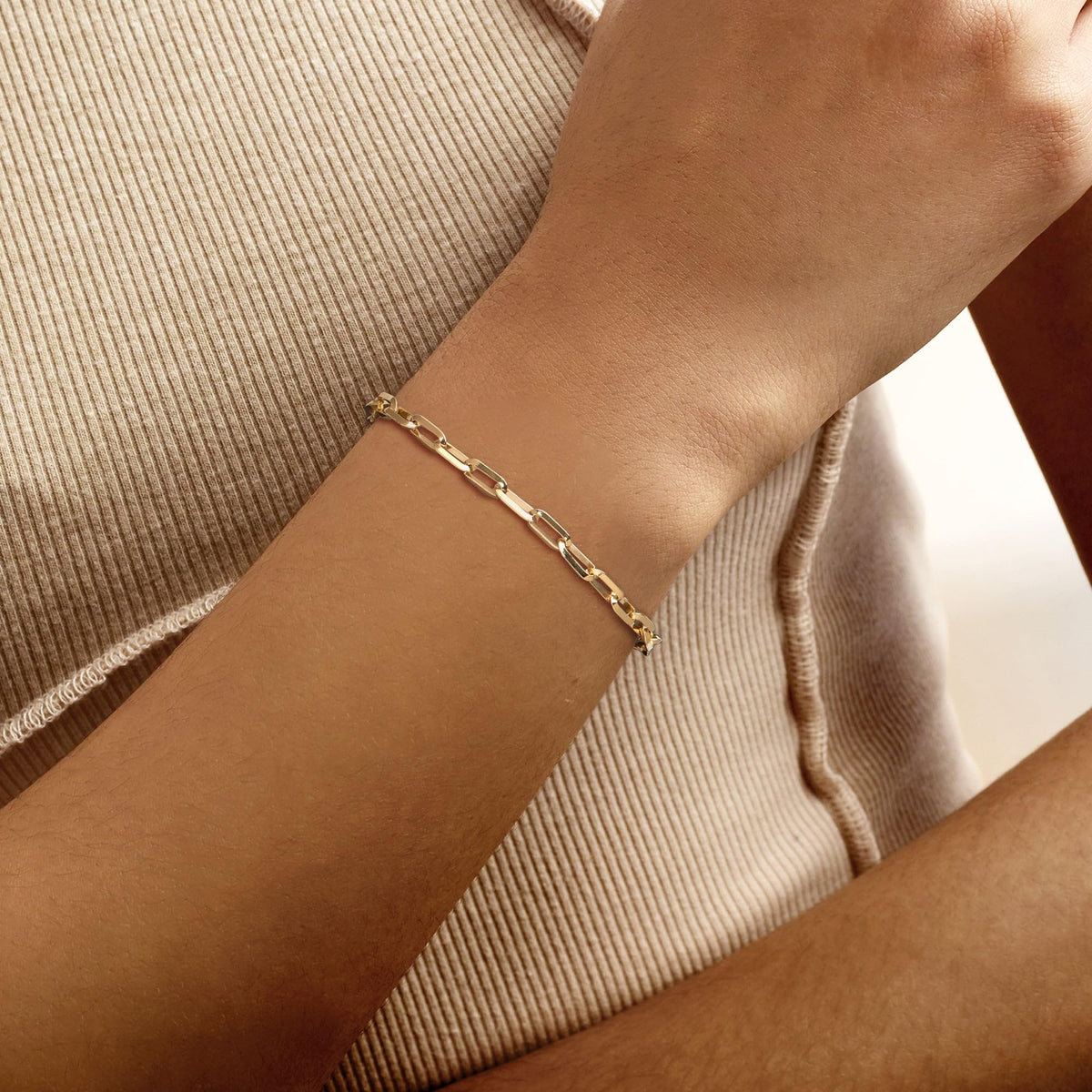 Pulsera de Eslabones Paper Clip en Oro 18K sobre Plata Esterlina — Ross-Simons