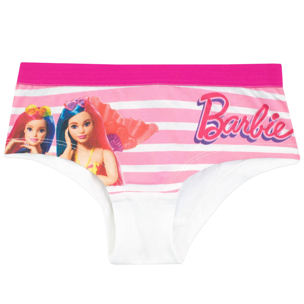 Barbie | Panty Bikini Nina Pack 5 | 100% Algodon | Transpirable | Cintura Elastica | Barbie y Amigas + Estrellas + Logo (7 - 12T)