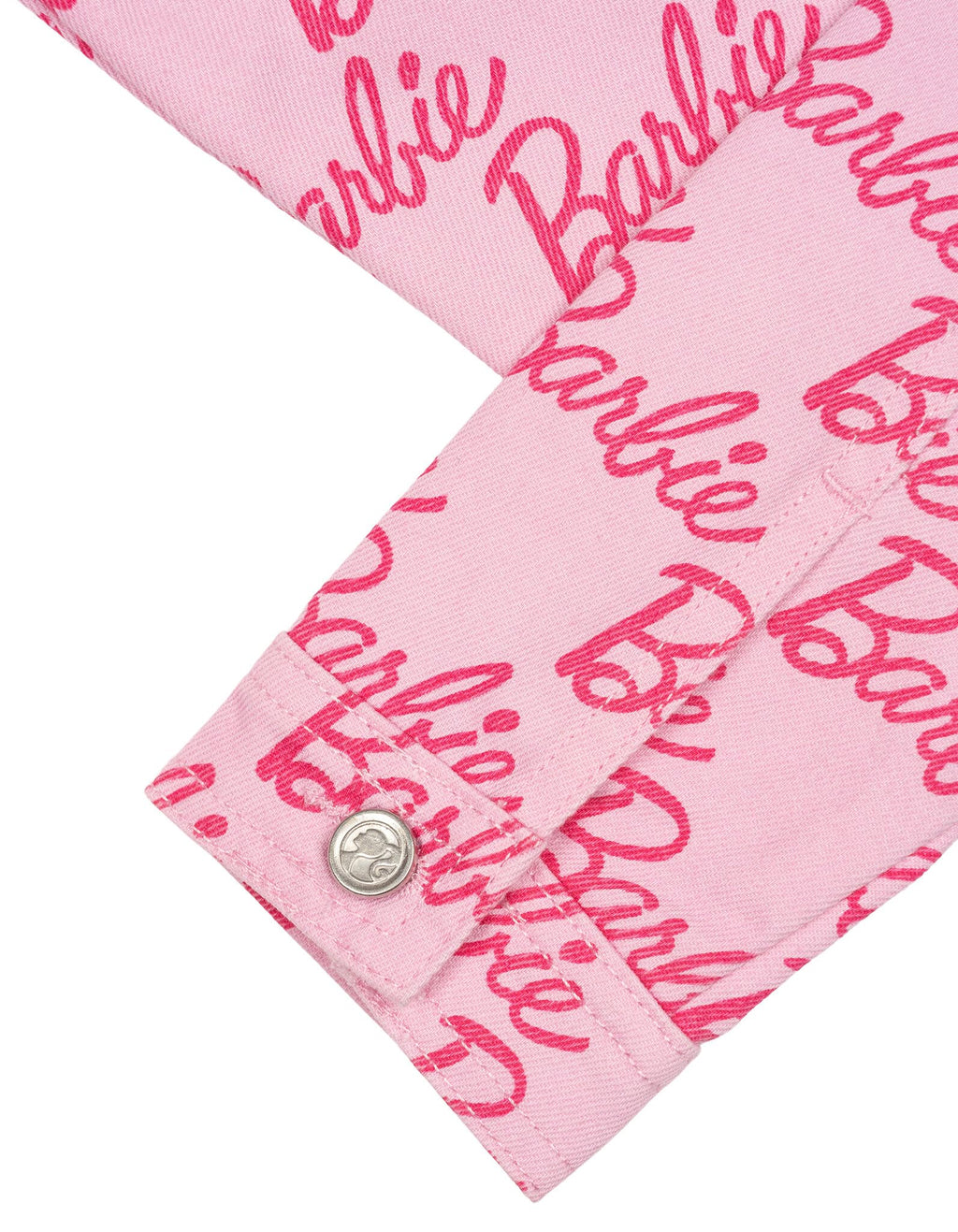 Chaqueta Mezclilla Barbie Oficial | Logo Todo-Sobre + 3 Parches Bordados + Botones Metal Relieve | Niña Rosa (4-16T)