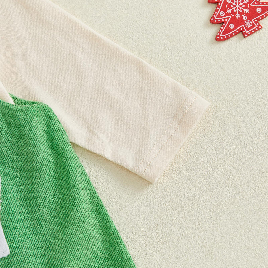 The Baby Who Stole Christmas | Conjunto 3 Piezas Bebé — Body Crema + Overol Verde + Gorro Papa Noel