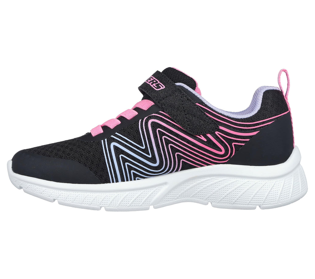 Skechers - Tenis Deportivos Girls' Microspec Advance con Cierre Adaptable y Lavables para Niña (Negro/Fucsia) (Talla 27 - 36)