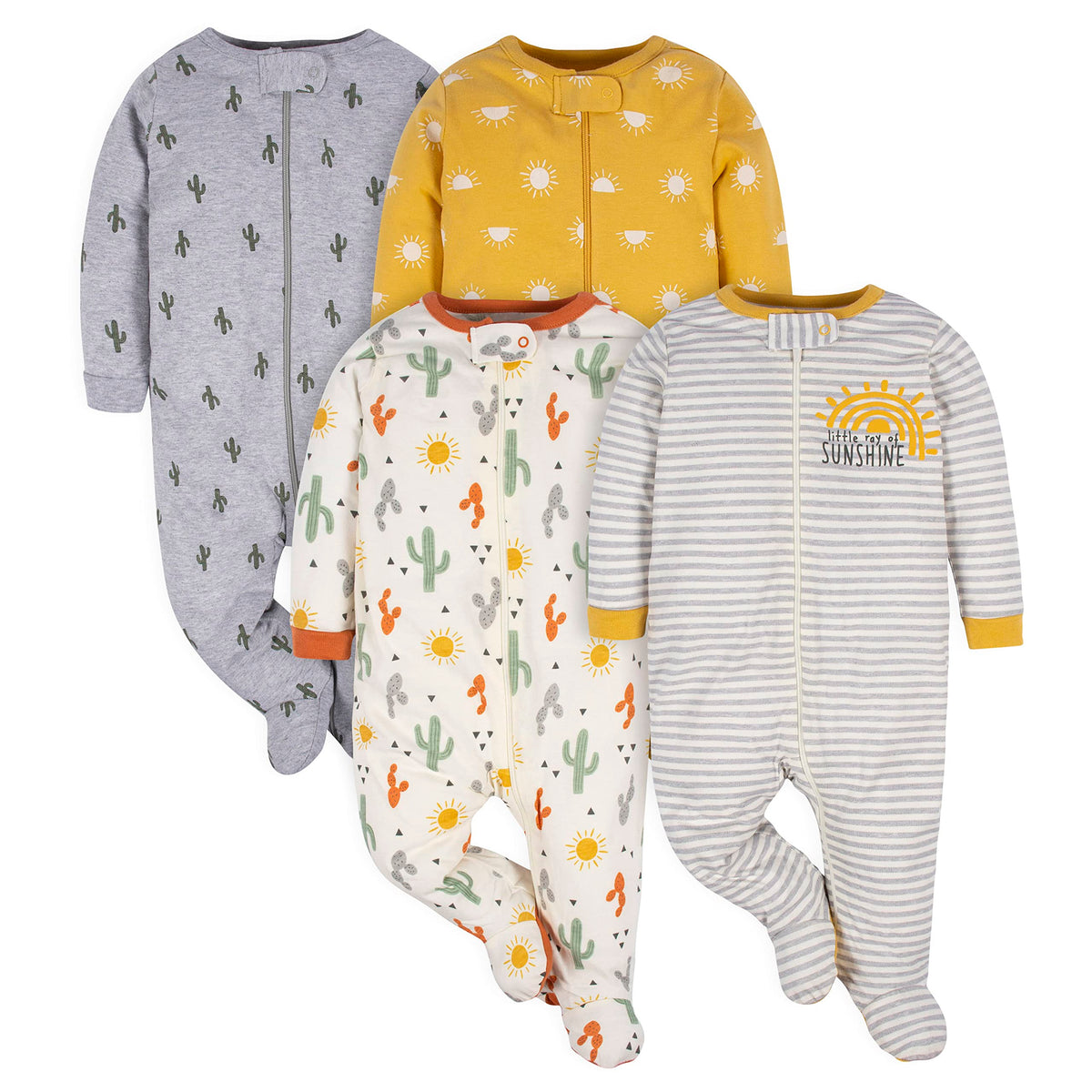 Gerber | Paquete 4 Mamelucos Sleep N' Play para Bebé Niña