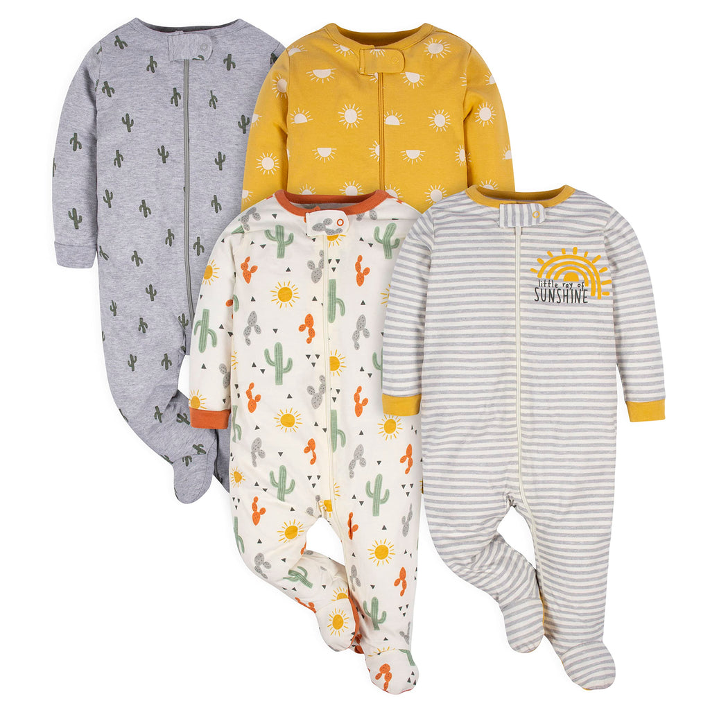 Gerber | Paquete 4 Mamelucos Sleep N' Play para Bebé Niña