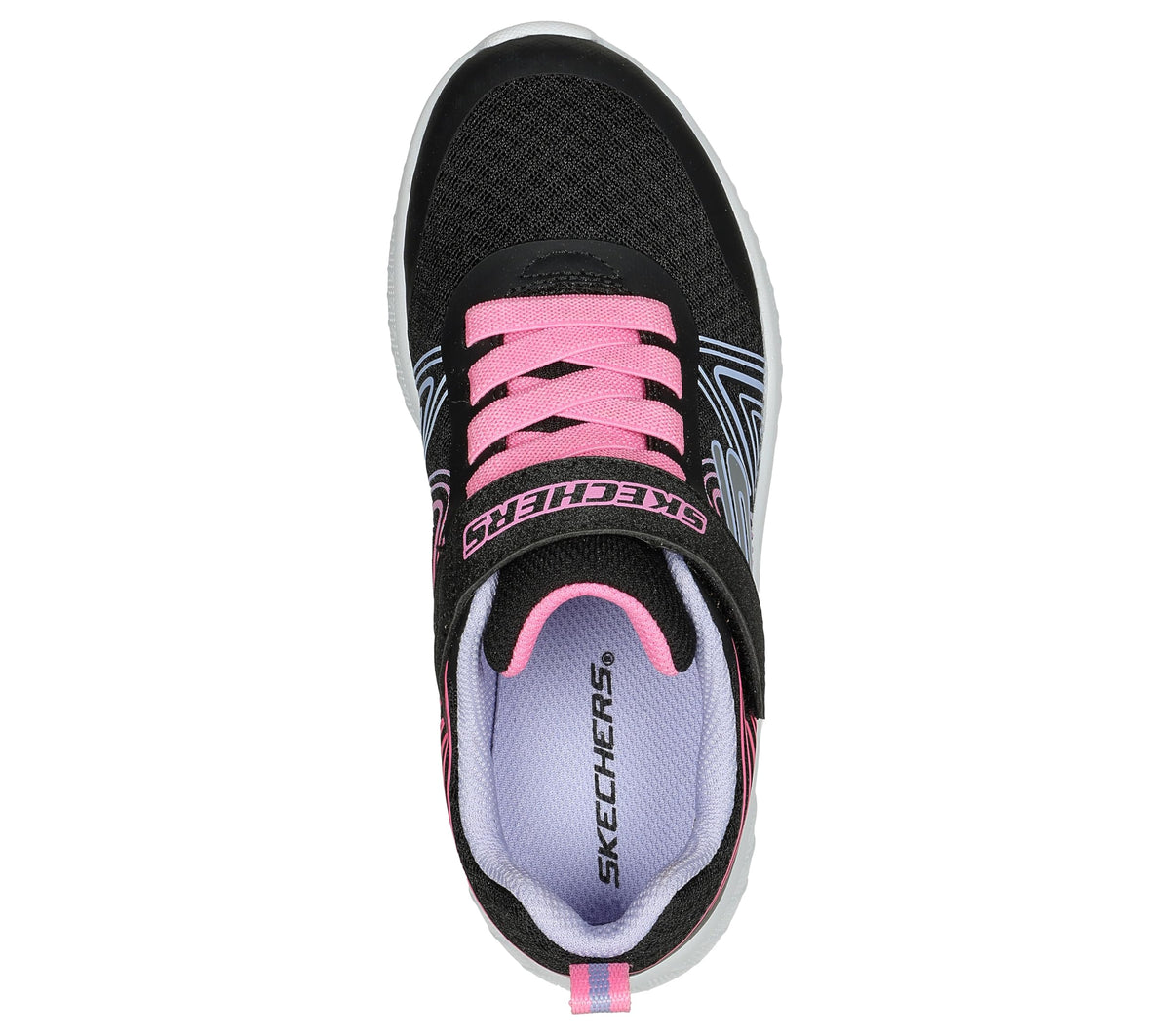 Skechers - Tenis Deportivos Girls' Microspec Advance con Cierre Adaptable y Lavables para Niña (Negro/Fucsia) (Talla 27 - 36)