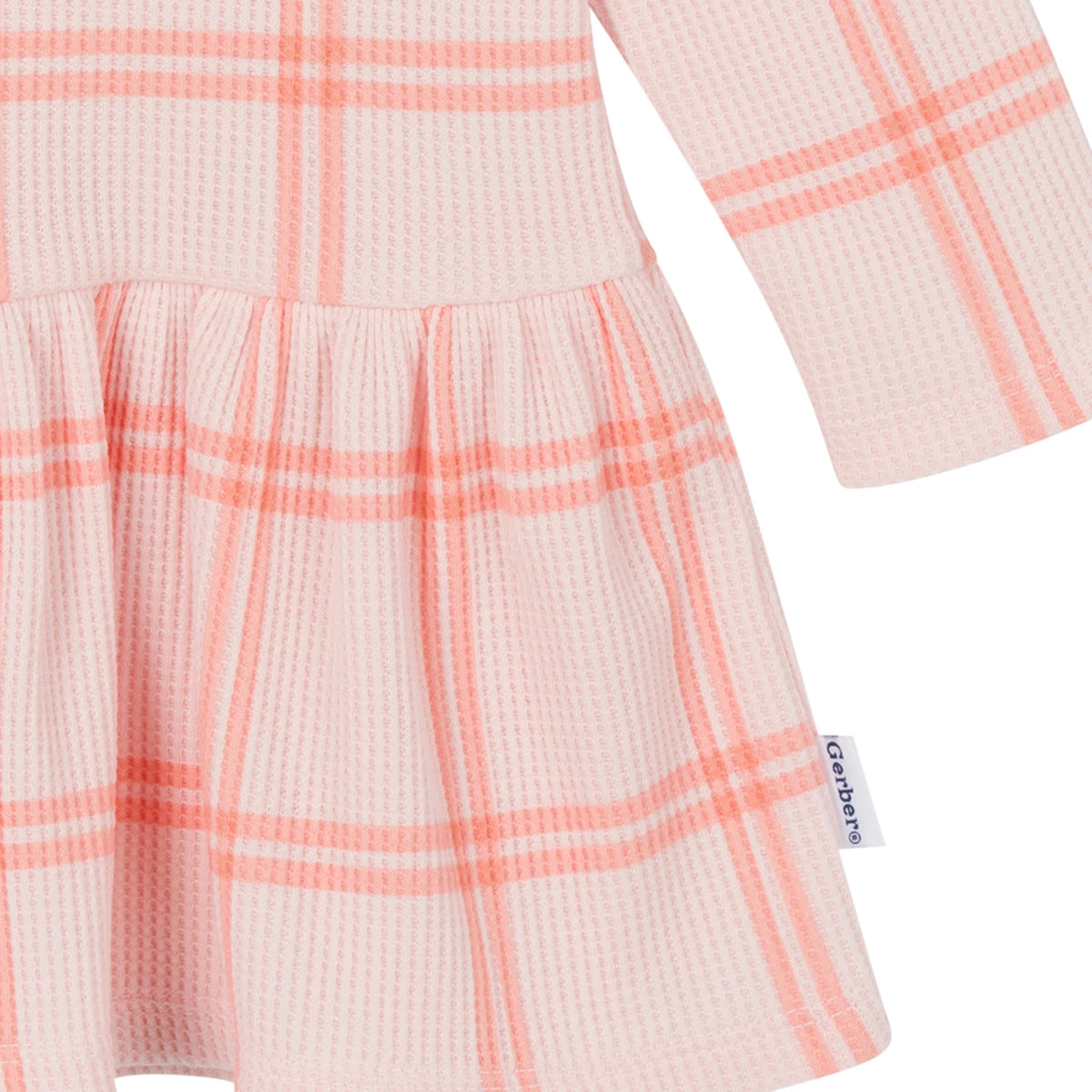 Gerber | Conjunto 2 Piezas Vestido Capucha Cuadros Rosa Manga Larga y Cubre Pañal Bebé Niña