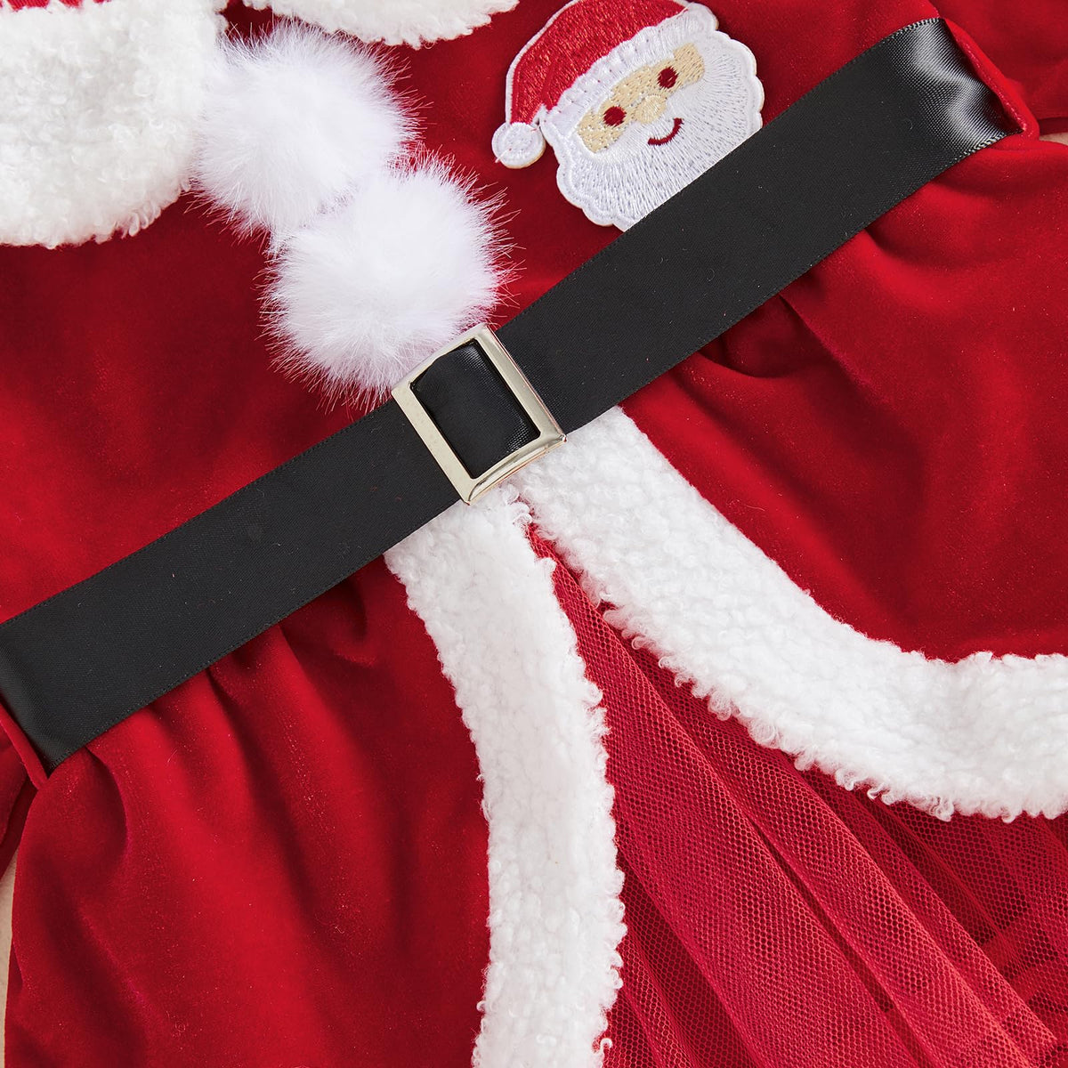 Giraropa | Vestido Mameluco Navideño de Terciopelo Bebé Niña - Rojo
