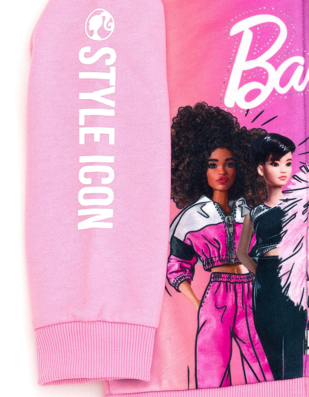 Sudadera con Capucha y Cremallera Barbie Oficial | Felpa Francesa + Degradado Rosa Azul + Gráfico 4 Amigas | Niña (2T - 16T)
