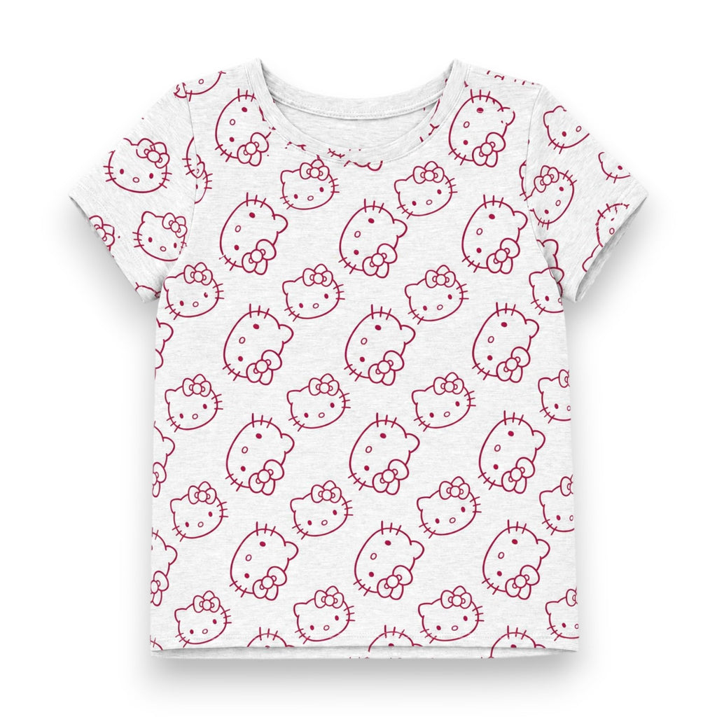 Conjunto 3 Piezas Oficial Hello Kitty para Niña: Hoodie Cremallera + Camiseta Allover + Jogger