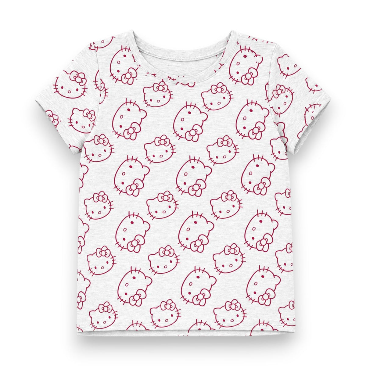 Conjunto 3 Piezas Oficial Hello Kitty para Niña: Hoodie Cremallera + Camiseta Allover + Jogger
