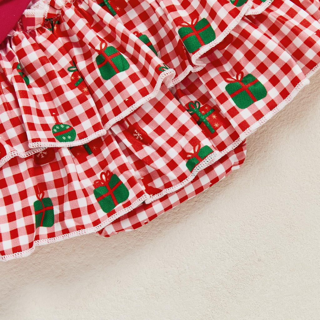 My 1st Christmas | Conjunto Navideño Bebé Niña Falda Cuadros + Medias + Diadema