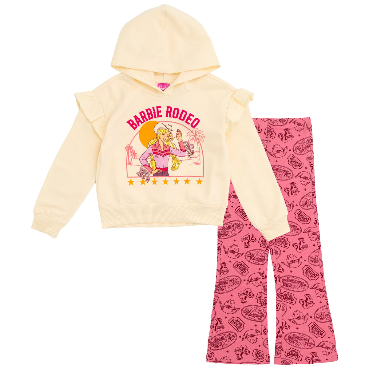 Conjunto de 2 Piezas Barbie Rodeo – Sudadera con Capucha y Leggings Estampados
