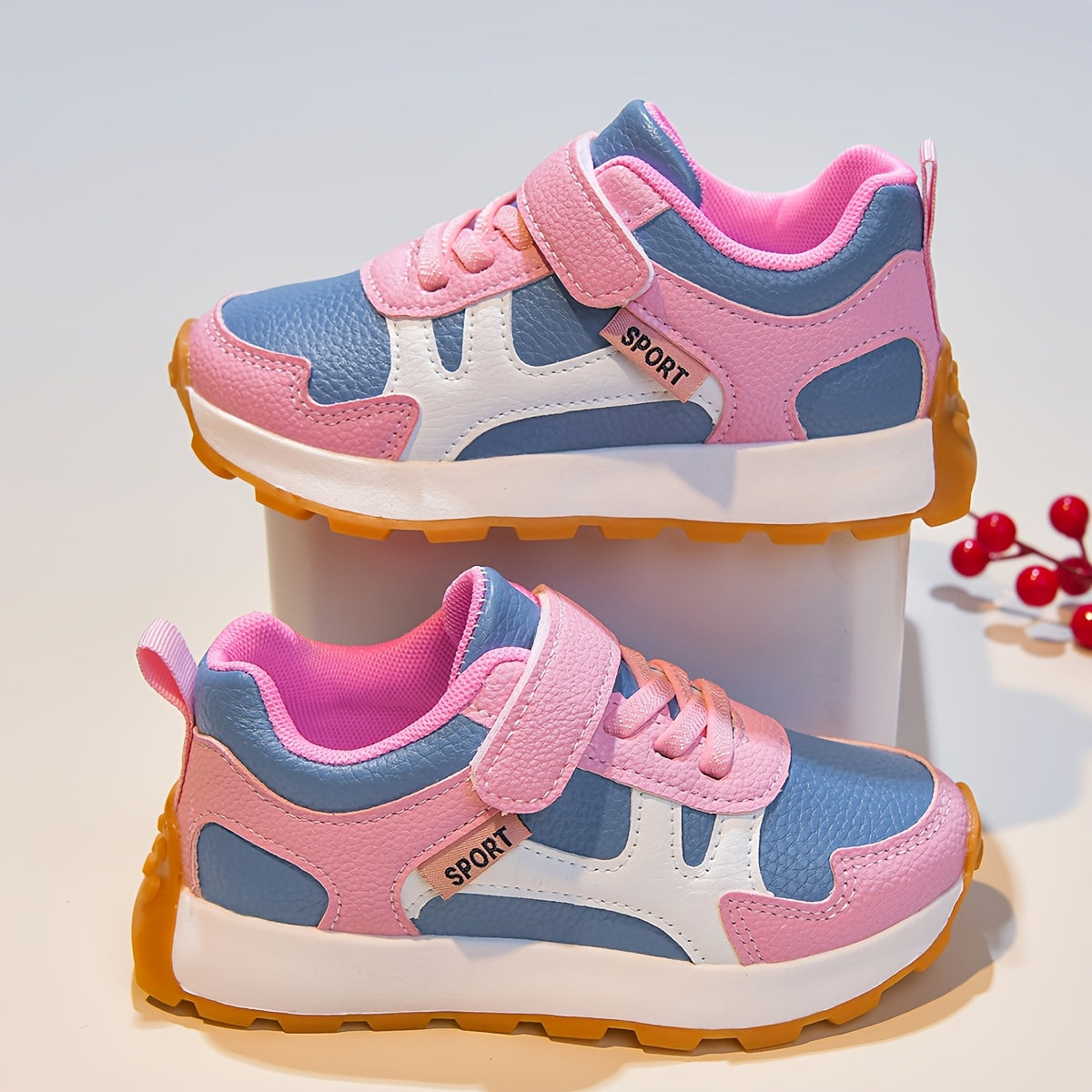 Zapatillas Deportivas Casuales para Niñas con Diseño Color Block y Cierre de Contacto (Ligeras y Antideslizantes para Uso Diario) (Talla 21 - 30)