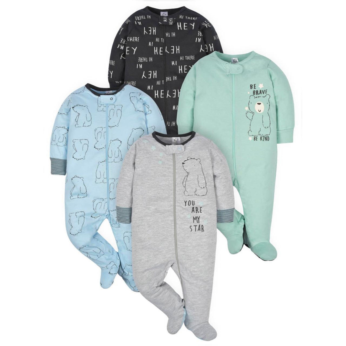 Gerber | Paquete 4 Pijamas Sleep N' Play con Pies Bebé Niño