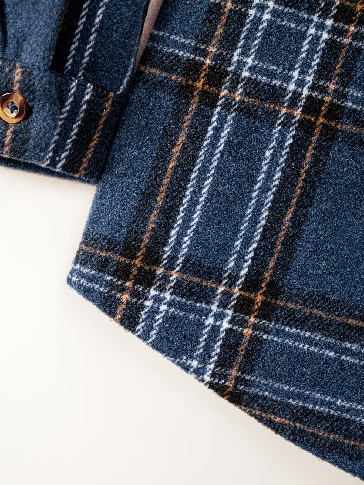Camisa de Manga Larga a Cuadros Azul Marino para Niño con Bolsillo en el Pecho (Prenda Casual de Otoño y Vuelta al Cole) (4Y - 12Y)