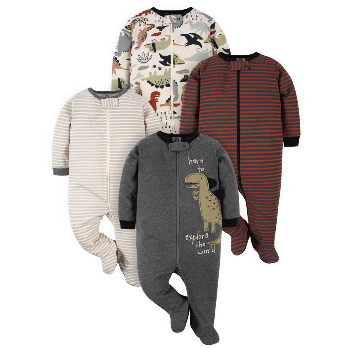 Gerber | Paquete 4 Pijamas Sleep N' Play con Pies Bebé Niño