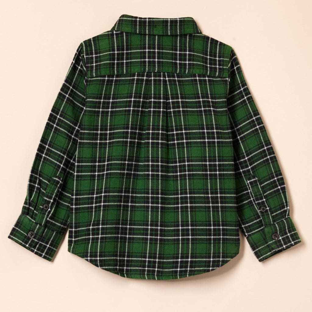 Amazon Essentials Camisa Franela Niño | Cuadros Verde • Manga Larga • 100% Algodón