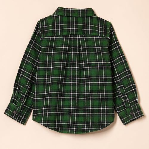 Amazon Essentials Camisa Franela Niño | Cuadros Verde • Manga Larga • 100% Algodón