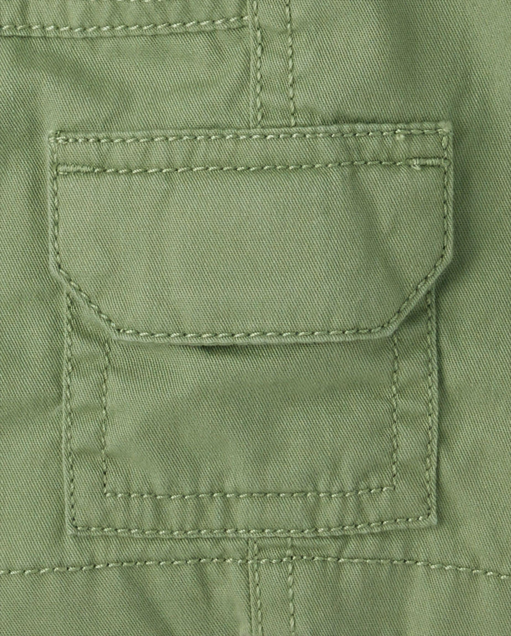 The Children's Place Short Cargo Verde Oliva Niño | Sarga Algodón • Cintura Elástica • Bolsillos Velcro