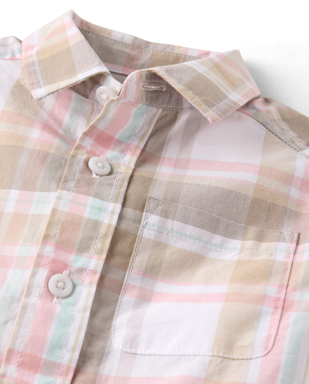 The Children's Place | Camisa Popelín Manga Corta Cuadros Sandy Plaid Bebé Niño (6M - 24M)