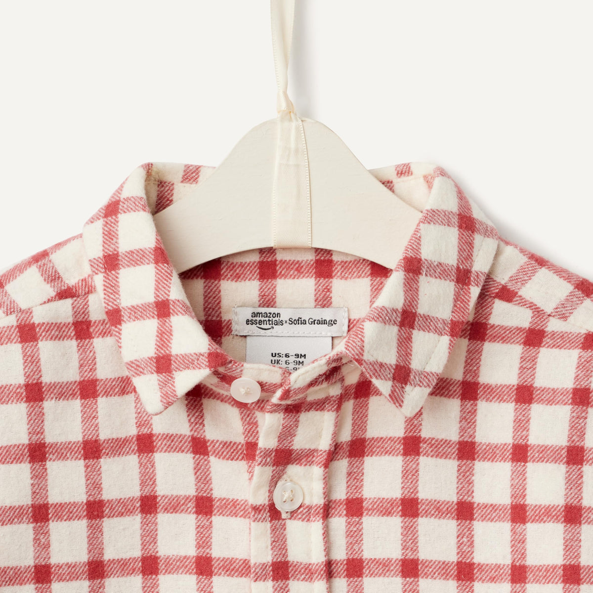 Amazon Essentials x Sofia Grainge Camisa Franela Niño | Cuadros Azul Cielo/Crema • Suave • 100% Algodón (Copia)