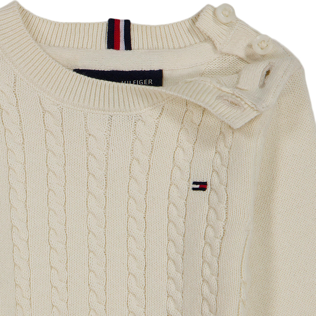 Overol Cable Knit con Gorra Tommy Hilfiger | Crema/Beige (0M - 9M)