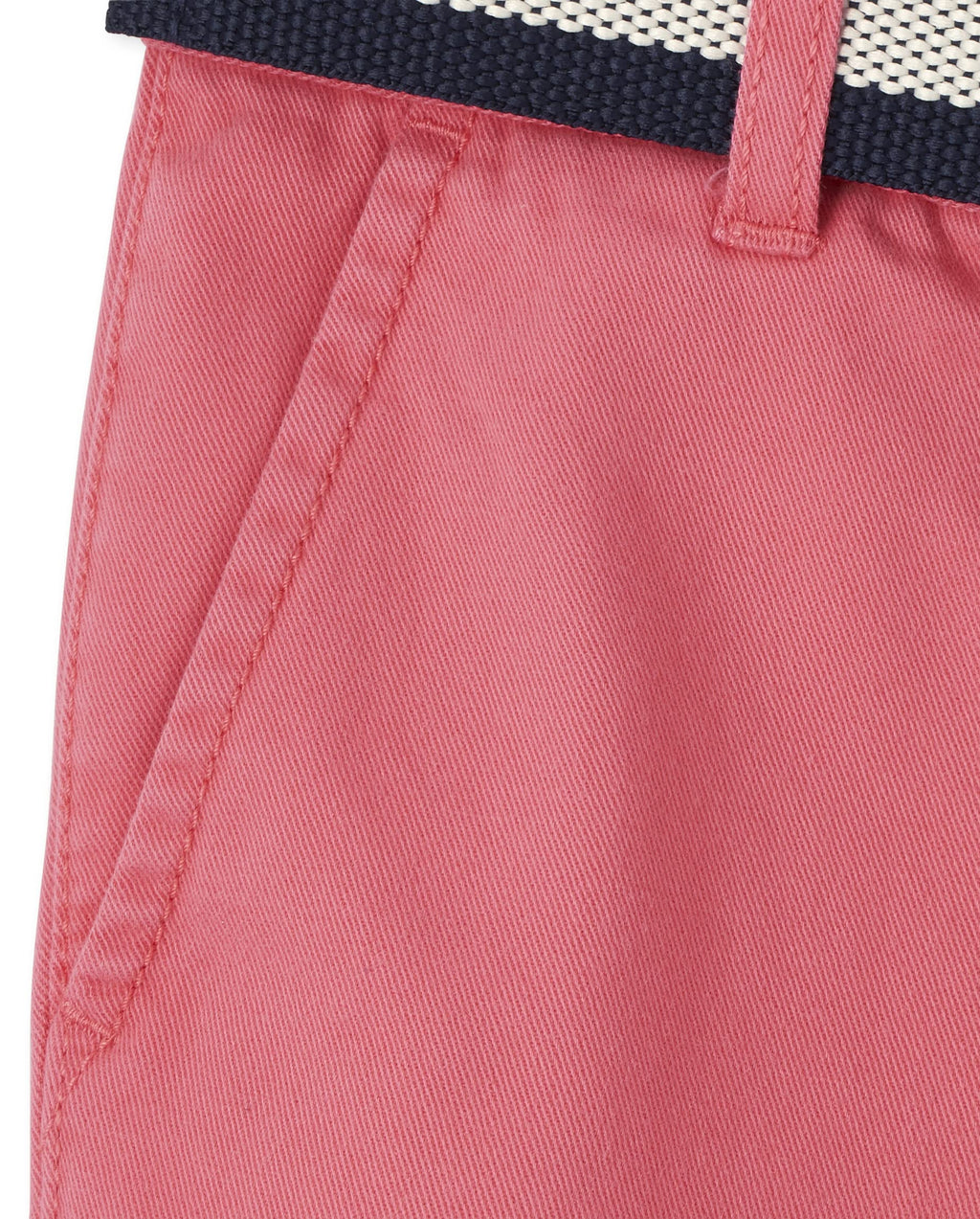 The Children's Place Short Chino Rosa Coral con Cinturón Niño | Sarga Algodón • Botón + Cremallera