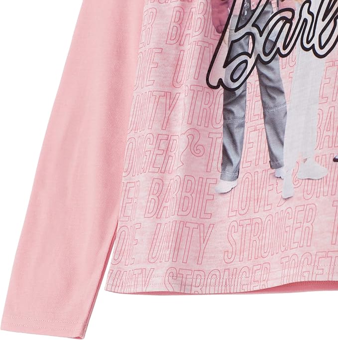 Set Pijama 4 Piezas Barbie Oficial Together We Shine | 2 Camisas + 2 Pantalones + 100% Poliéster | Niña Negro Rosa (4T - 10T)