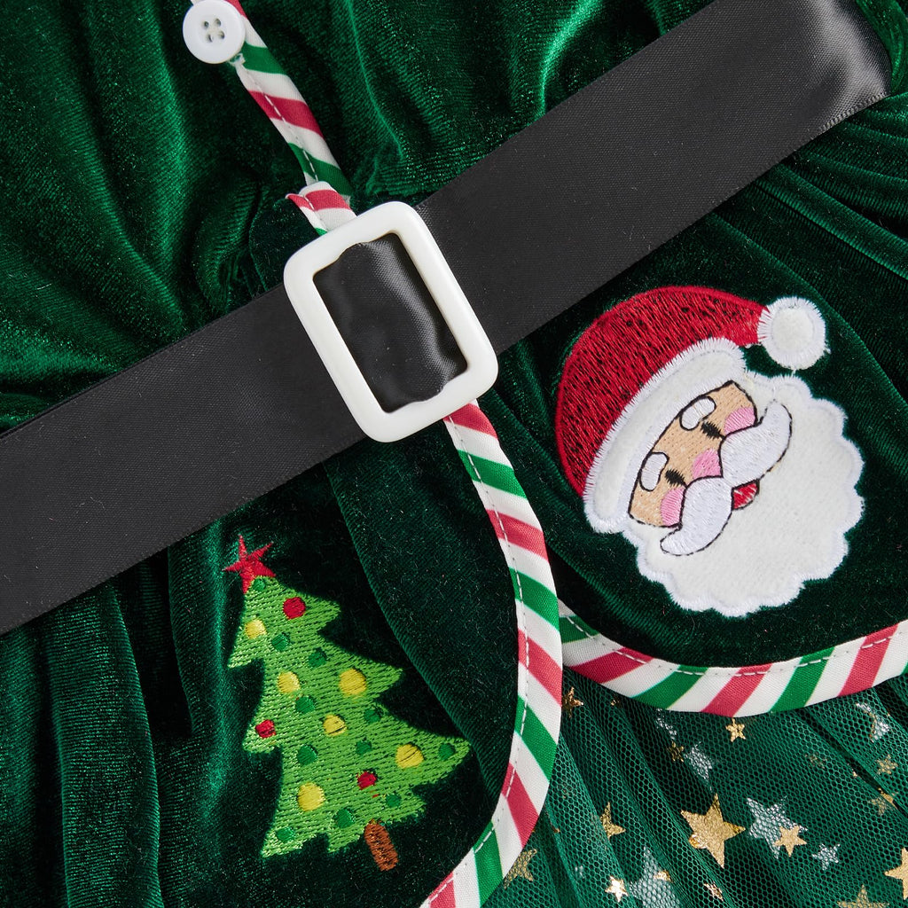 Giraropa | Vestido Mameluco Navideño de Terciopelo Bebé Niña - Verde