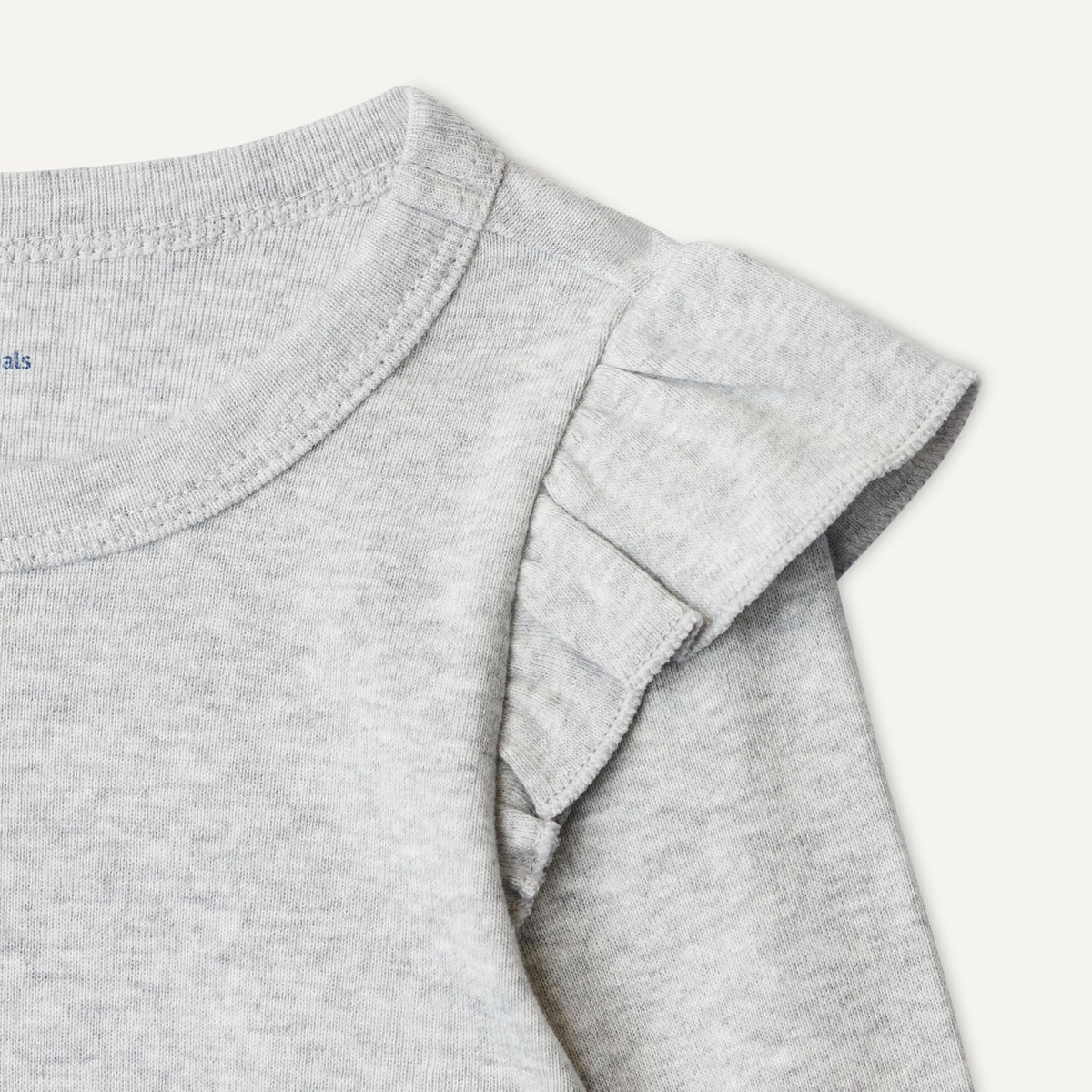 Amazon Essentials Pack x2 Camisetas Niña | Gris + Celeste Floral • Manga Larga con Volantes