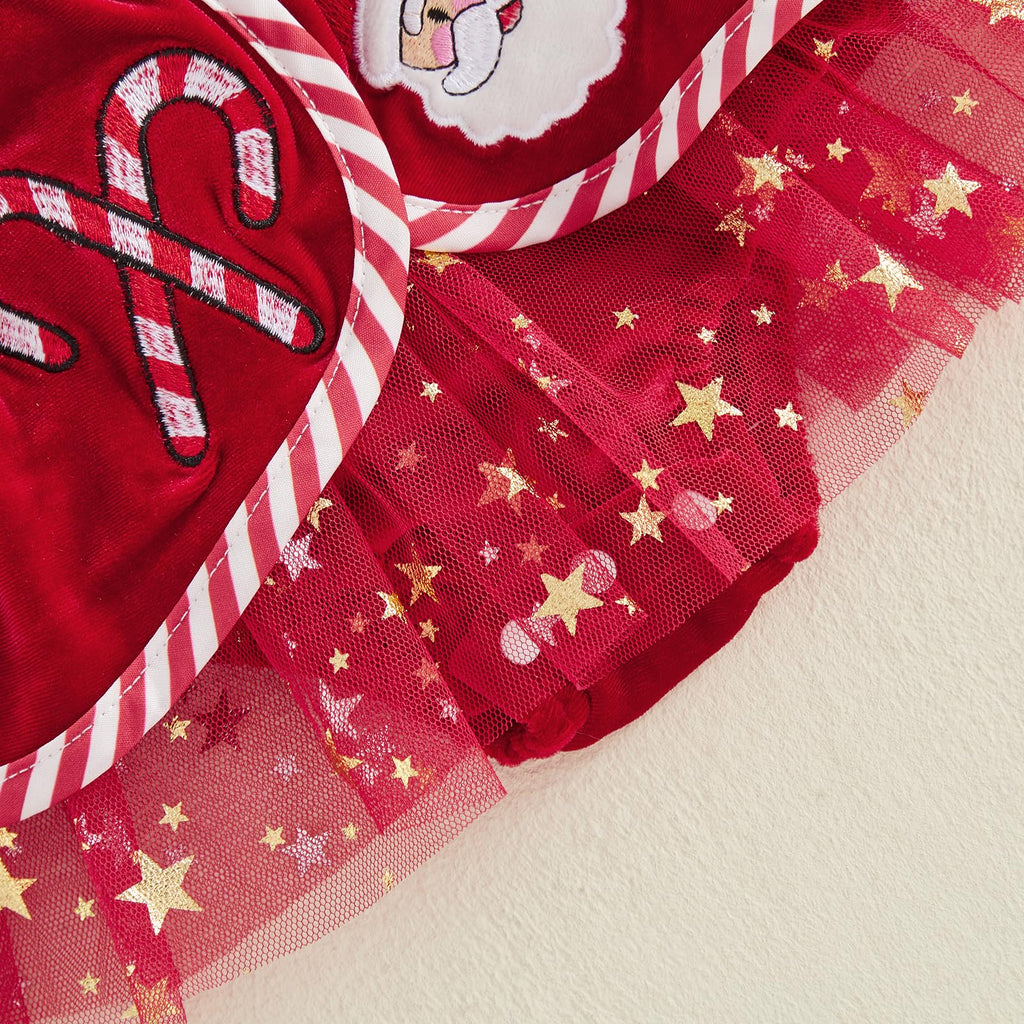 Giraropa | Vestido Mameluco Navideño de Terciopelo Bebé Niña
