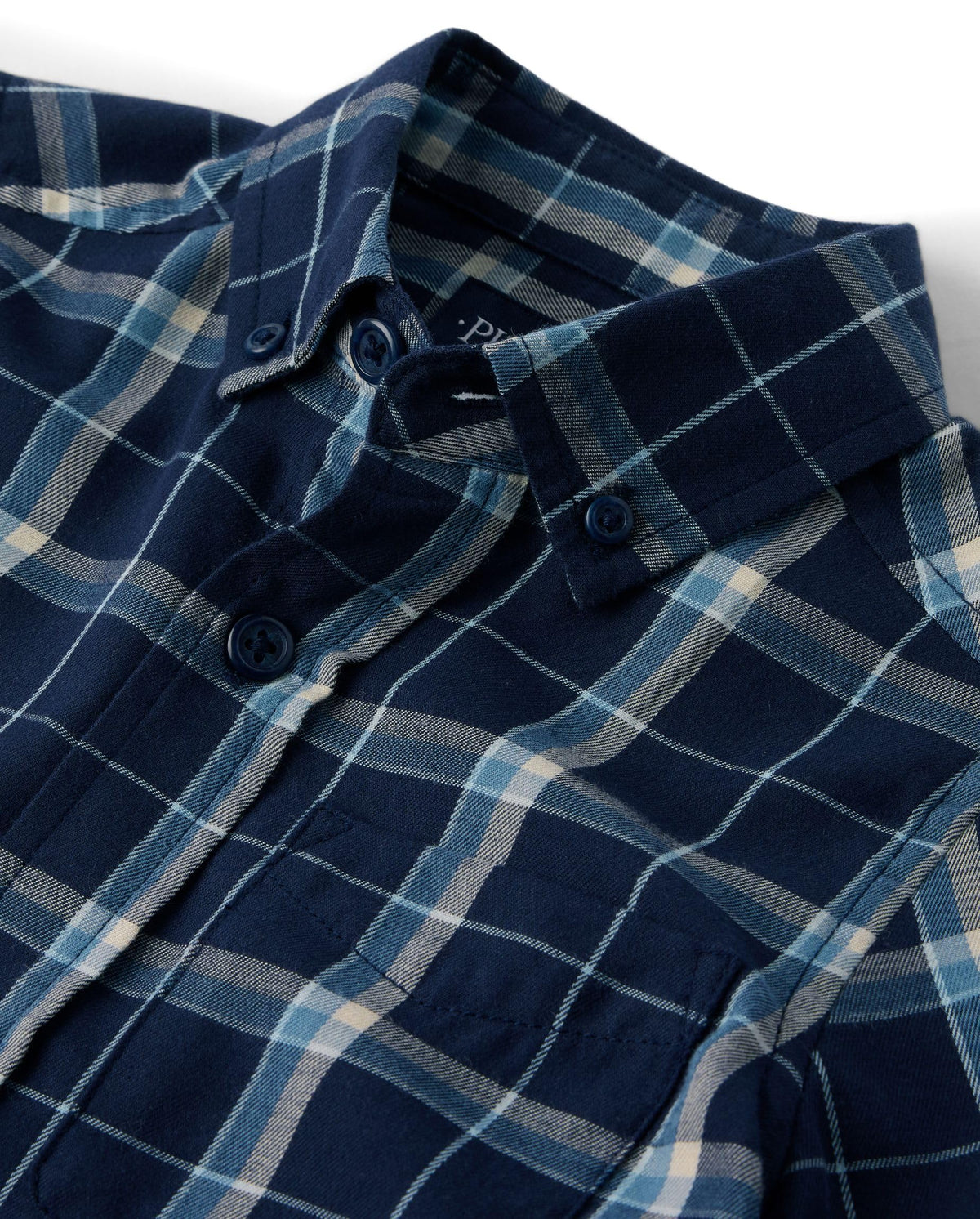 The Children's Place Camisa de Franela Tartán Manga Larga con Botones – Azul Marino (Solo 4T)
