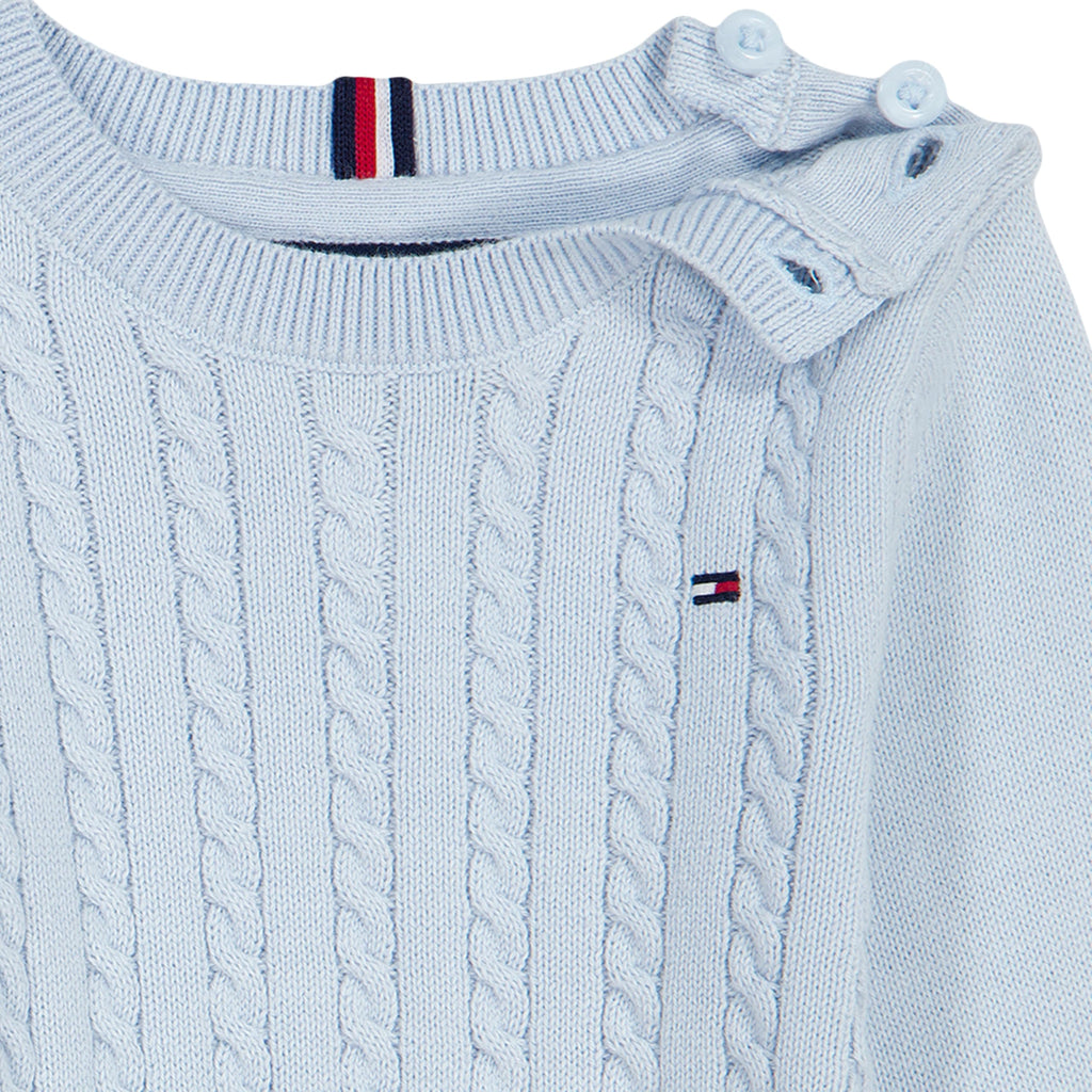 Overol Cable Knit con Gorra Tommy Hilfiger | Azul Cielo (0M - 9M)