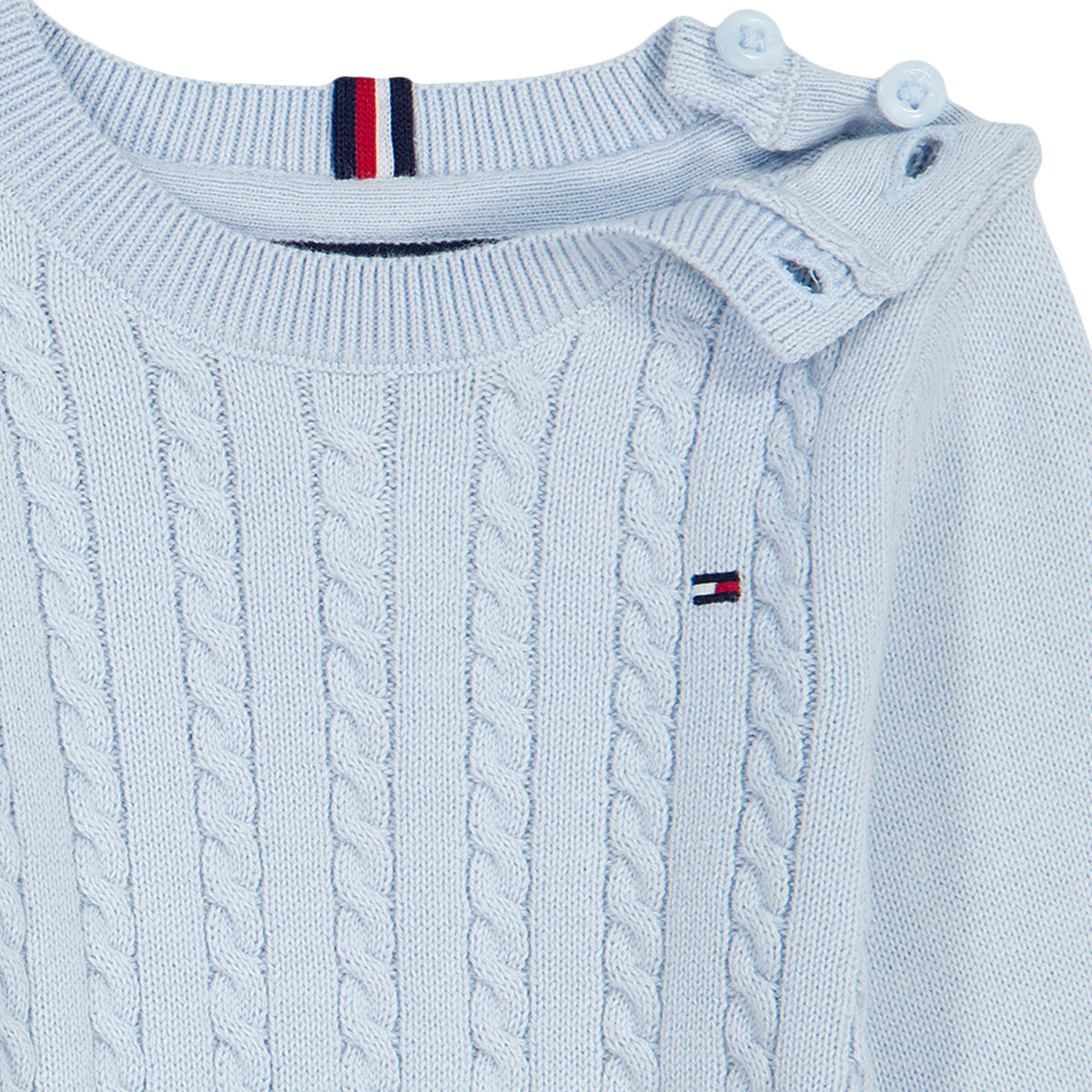 Overol Cable Knit con Gorra Tommy Hilfiger | Azul Cielo (0M - 9M)