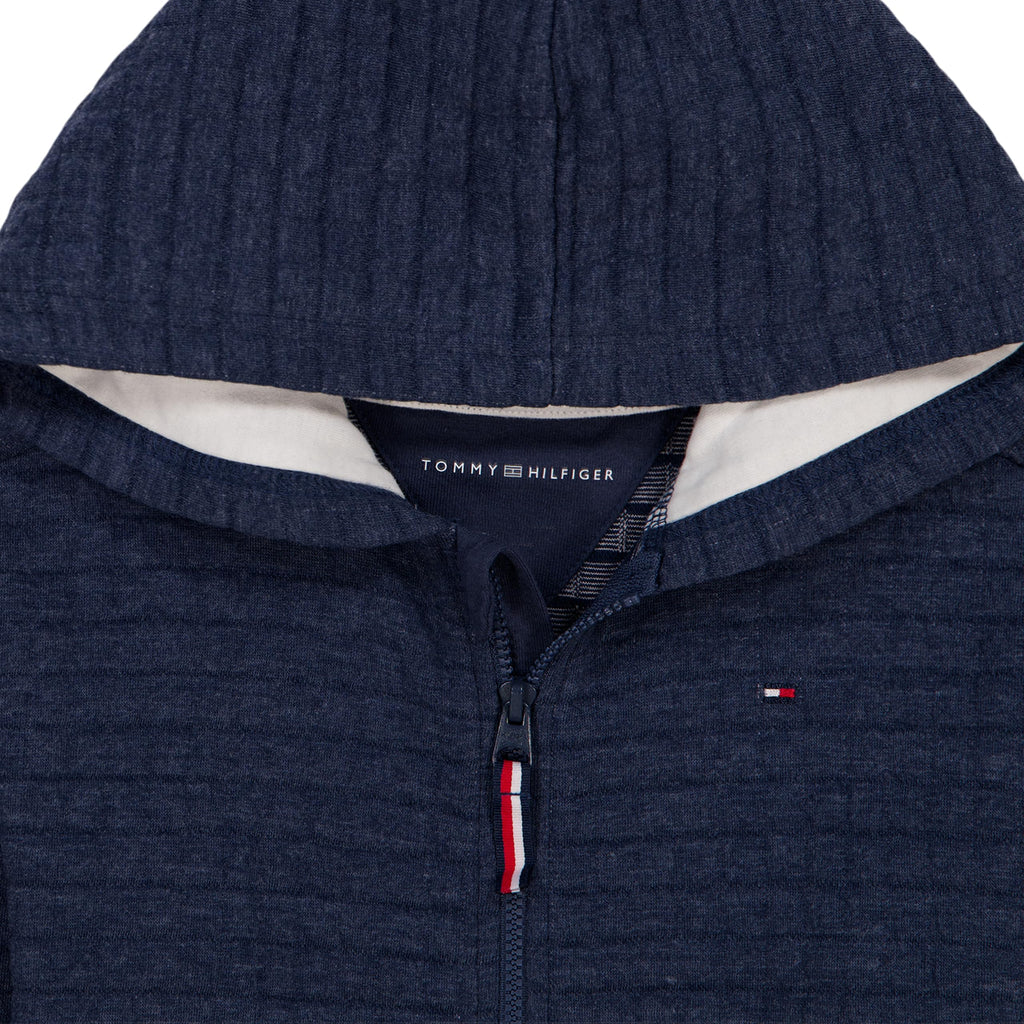 Set 3 Piezas Tommy Hilfiger | Hoodie Texturizado + Camiseta + Jogger | Navy Jaspeado | Niño/Bebé  (3M - 24M)