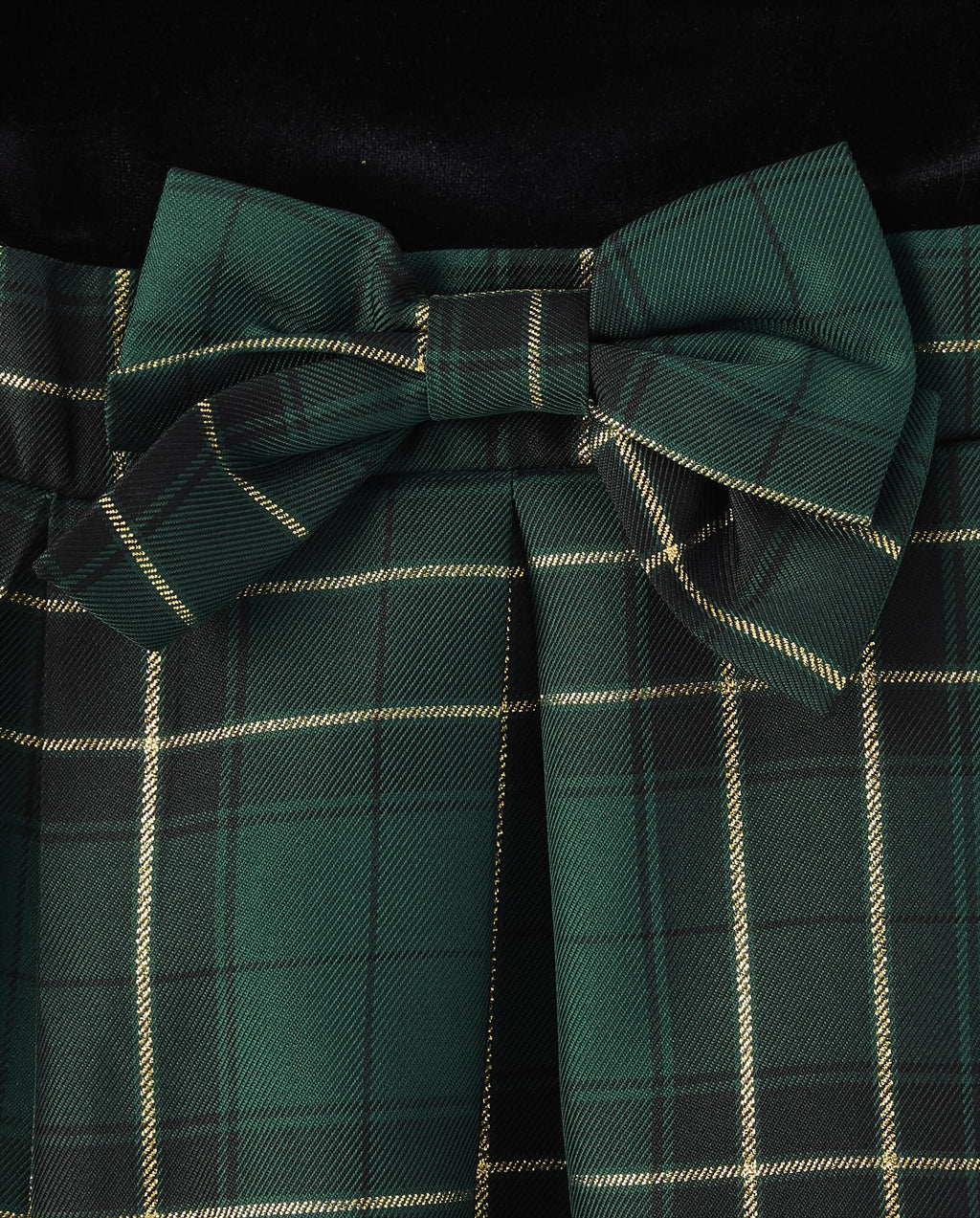 The Children's Place | Vestido Elegante Terciopelo Negro y Cuadros Escoceses Verde Niña
