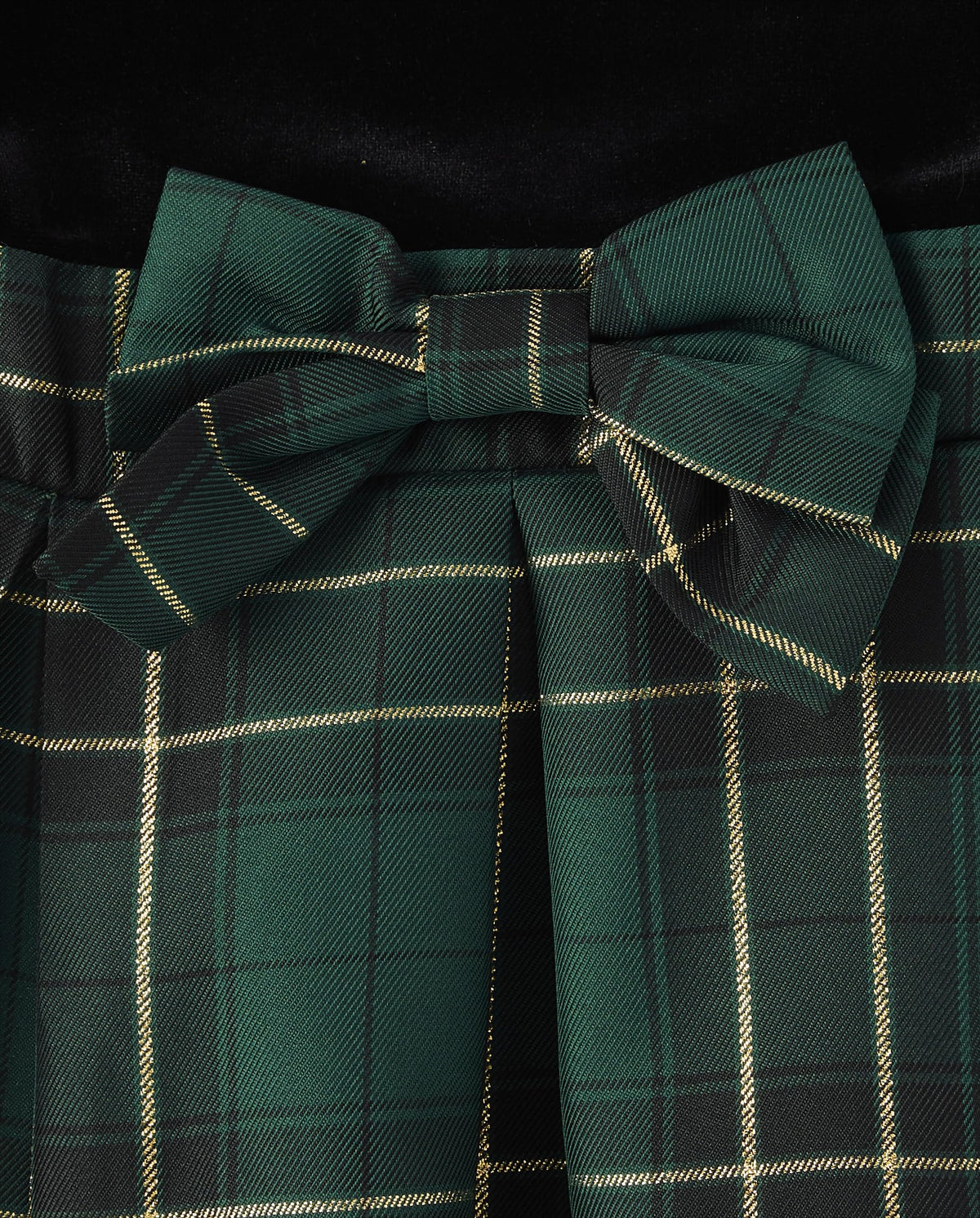 The Children's Place | Vestido Elegante Terciopelo Negro y Cuadros Escoceses Verde Niña