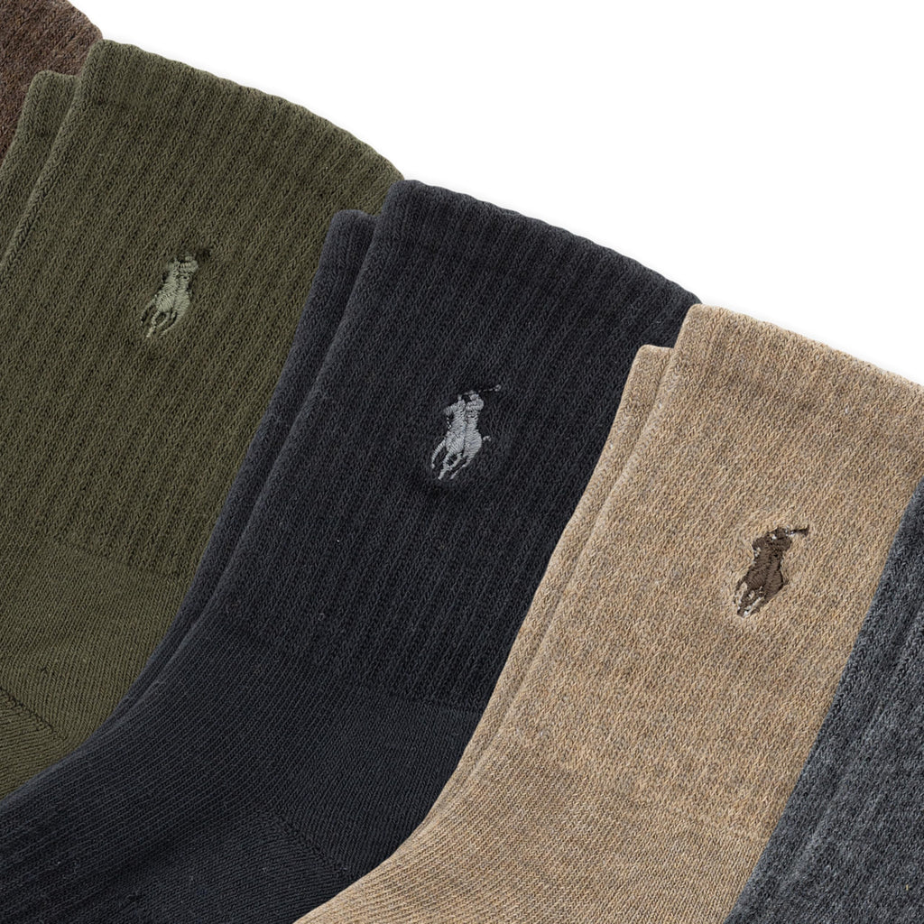 Polo Ralph Lauren | Calcetines Niño Pack 6 Algodón Tonos Tierra Oliva Marrón Beige Gris Carbón