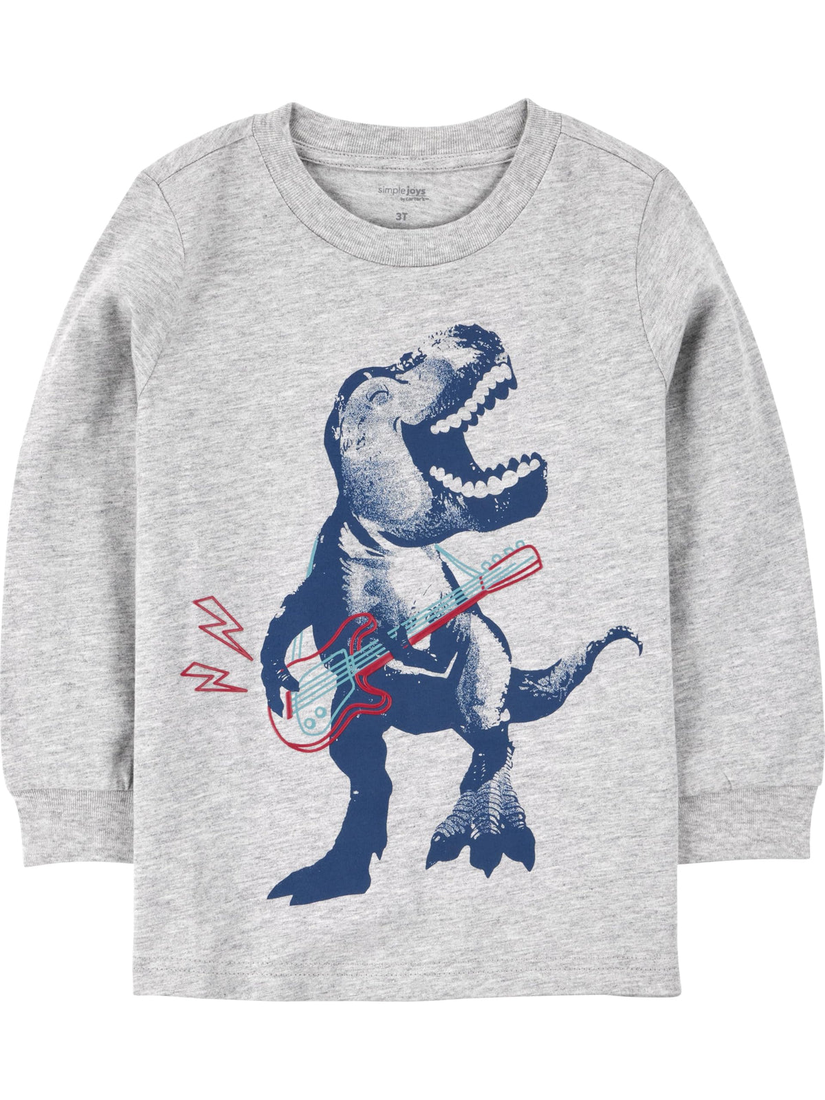 Simple Joys by Carter's Conjunto 3 Piezas Niño | Dinos Rock — Camiseta Gris Dinosaurio + Pullover Navy + Jogger Kaki