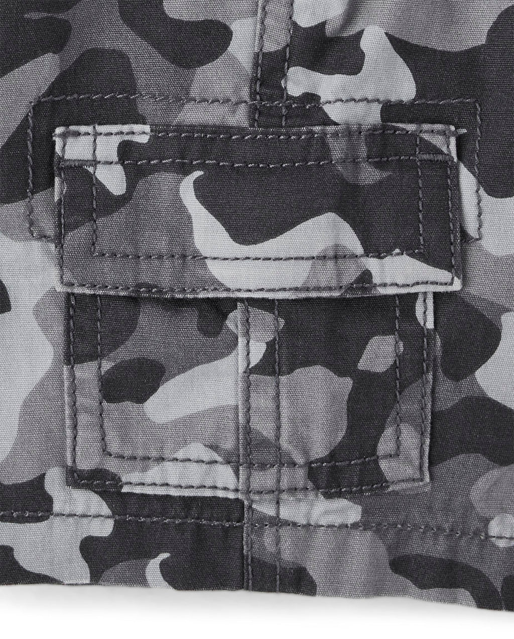 The Children's Place Short Cargo Camuflaje Gris Bebé/Niño | Lona Algodón • Cintura Elástica • Bolsillos Cargo